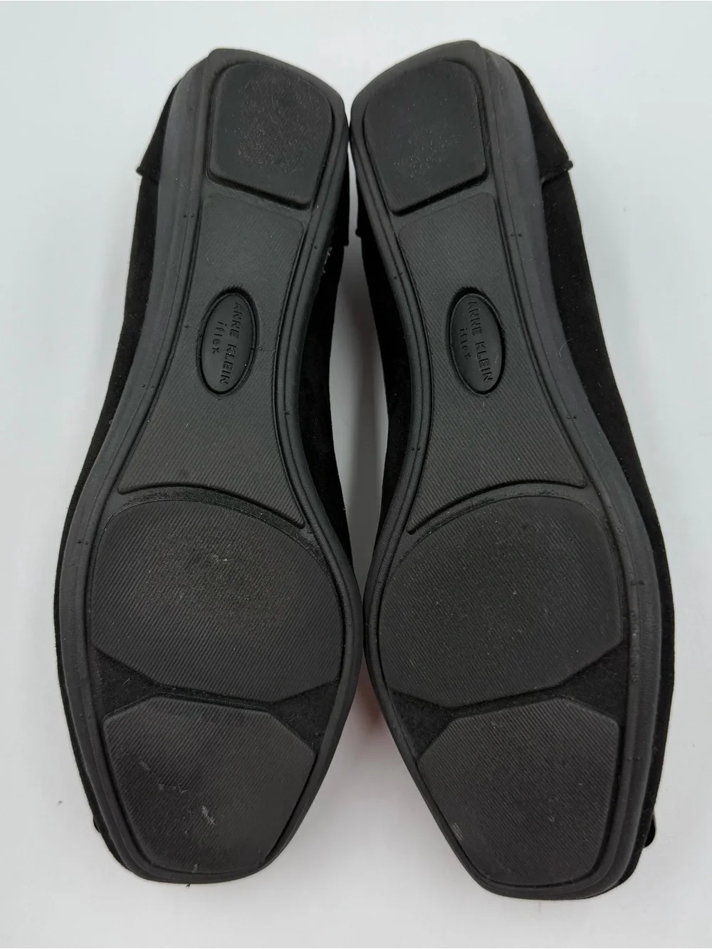 Anne Klein Iflex Umari Black Ballet Flat Large Buckle Womens 6M Faux Suede